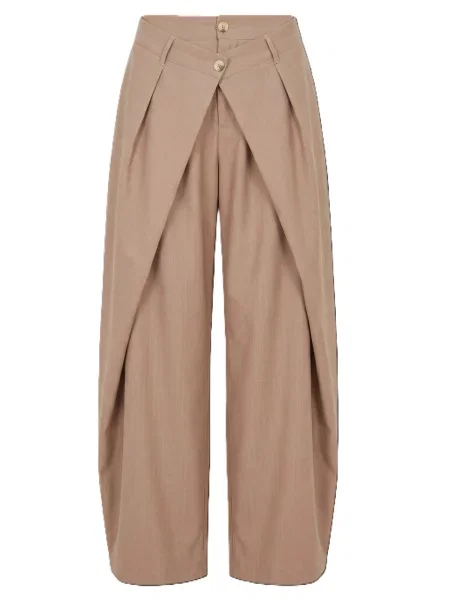 La Pajé Pantaloni Pinstripe cămilă maro