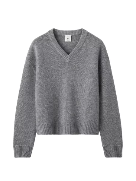 Pulover Almada Label tricotate cu decolteu în V gri