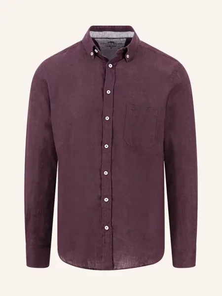 Fynch-Hatton Lněná Košile Comfort Fit fuchsiová
