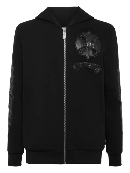 Hanorac cu glugă Philipp Plein din piele negru