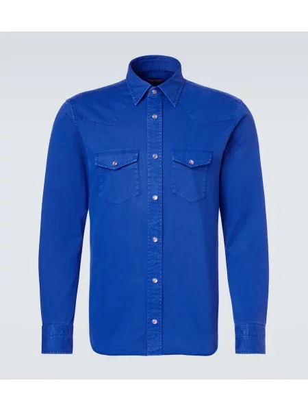 Cămașă Tom Ford din țesătură twill albastru