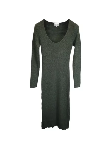 Rochie maxi Ganni tricotate până la genunchi de costum verde