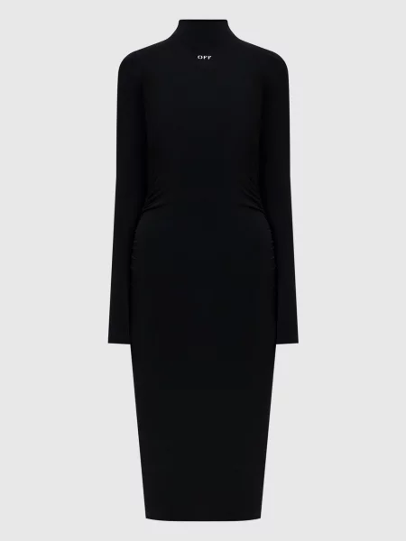 Сукня міді з логотипом Off-white чорна