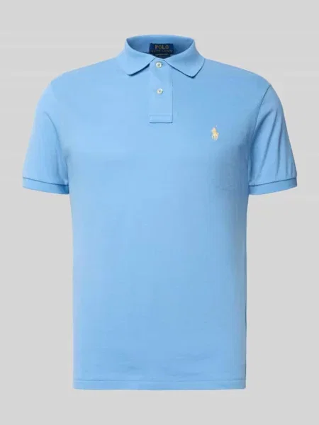 Koszulka polo o kroju slim fit z czystej bawełny Polo Ralph Lauren niebieskie