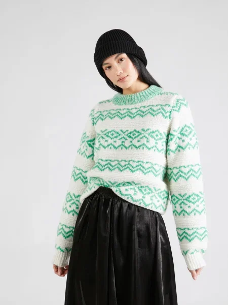 TOPSHOP Sveter zelená / ako vlna biela