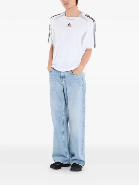 Pălărie Adidas cu dungi cu platformă din jerseu alb