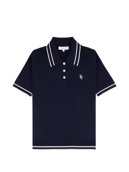 Tricou polo Sporty & Rich tricotate albastru