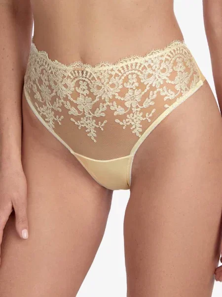 Кружевные трусики бразилиана жовті