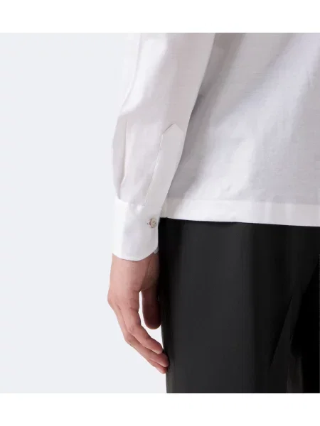 Tricou polo Kiton din poplin alb