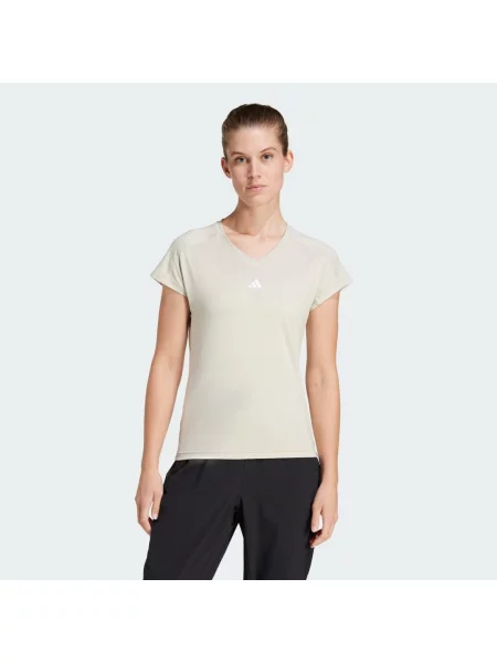 Tričko AEROREADY Train Essentials Minimal Branding V-Neck bílé