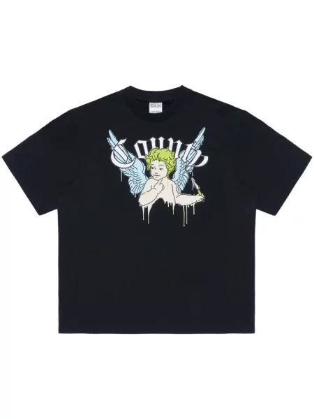 Тениска Marcelo Burlon County Angel Boxy T-Shirt Black Multicol с принт черно