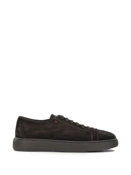 Sneakerși Santoni cu șireturi din piele de căprioară maro