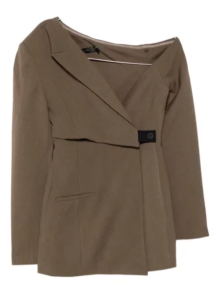 Mała sukienka mini Sir. asymetryczna garniturowa brązowa