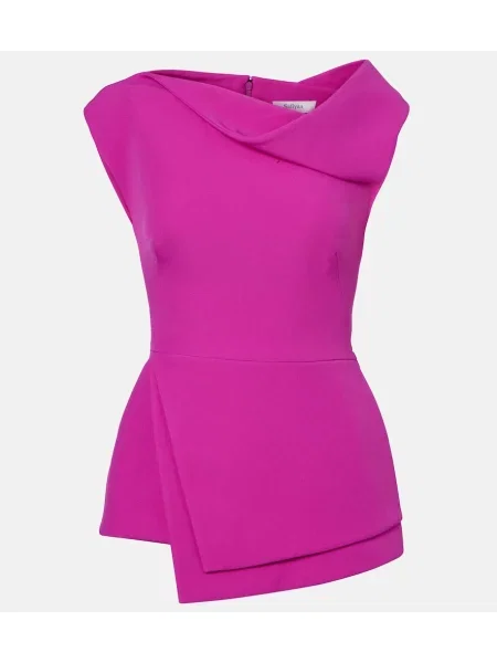 Top Safiyaa drapowany z krepy różowy