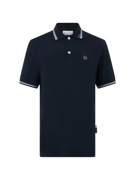 Tricou polo Philipp Plein cu autograf albastru