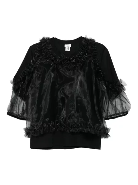 Top Noir Kei Ninomiya cu volane negru