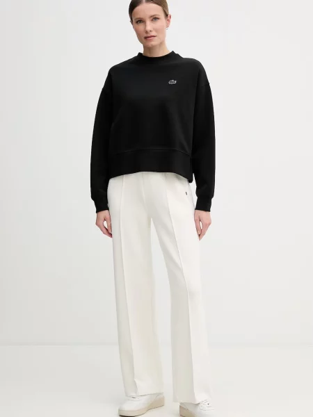 Lacoste oversize pulover z bombažem črna