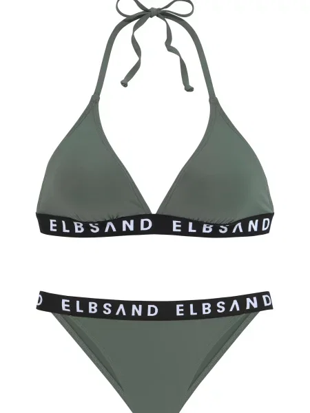 Elbsand Costum de baie două piese kaki / negru alb