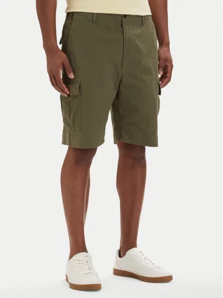 Tommy Hilfiger Szövet rövidnadrág Twill Cargo Khaki