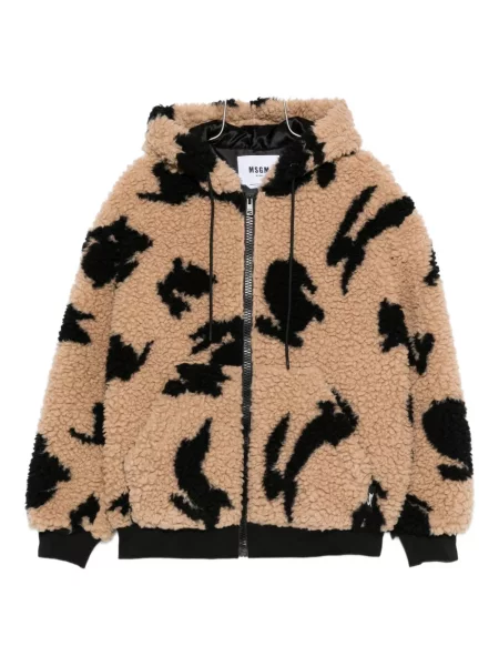 Bunda Msgm s kapucí s potiskem hnědá