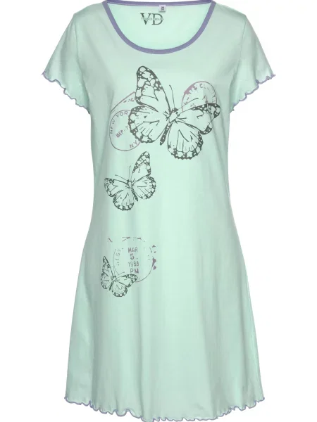 VIVANCE Spalna srajca meta / lila črna