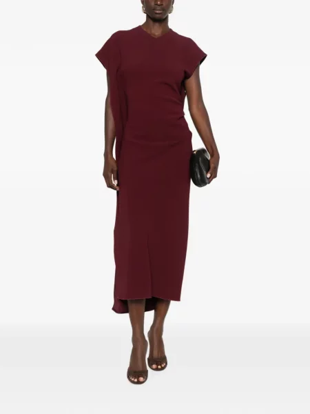 Rochie midi Victoria Beckham asimetrică drapată roșu