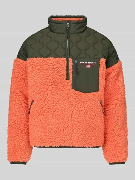 Bluza z kontrastową pikowaną wstawką z nylonu Polo Ralph Lauren pomarańczowa