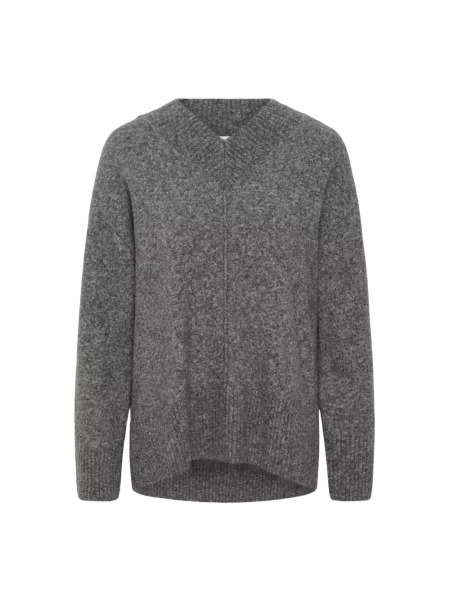 Sweter Soaked In Luxury z dekoltem w serek szary