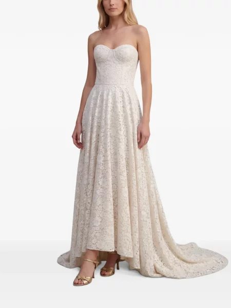 Rochie maxi Marco Gabrielli Atelier cu model floral din dantelă fără bretele