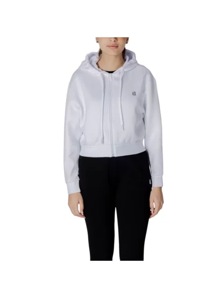 Bluza z kapturem Armani Exchange z kapturem o krotszym kroju biała