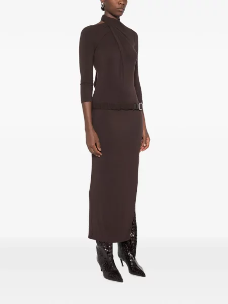 Cu centură rochie maxi The Attico maro