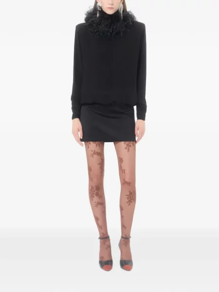 Rochie mini Valentino Garavani de mătase cu pene negru