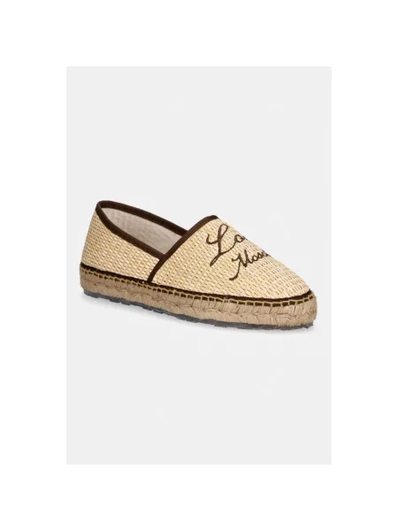 Espadryle Love Moschino skórzane beżowe