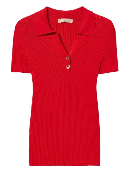 Polo Twinset prążkowane czerwone