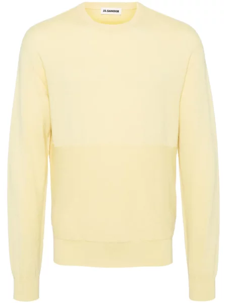 Pulover Jil Sander din cașmir cu decolteu rotund galben