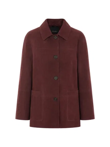 Geacă 's Max Mara din piele de căprioară roșu