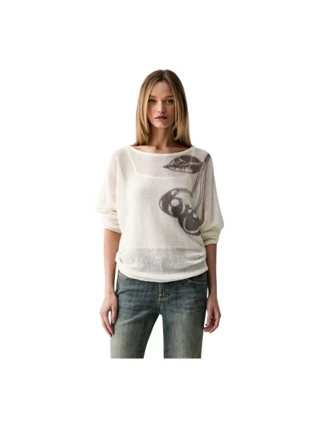 Miss Sixty sweter z lnem beżowy