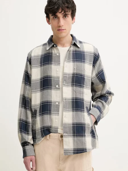 Риза Desigual LUMBERJACK мъжка със стандартна кройка с класическа яка тъмносиньо