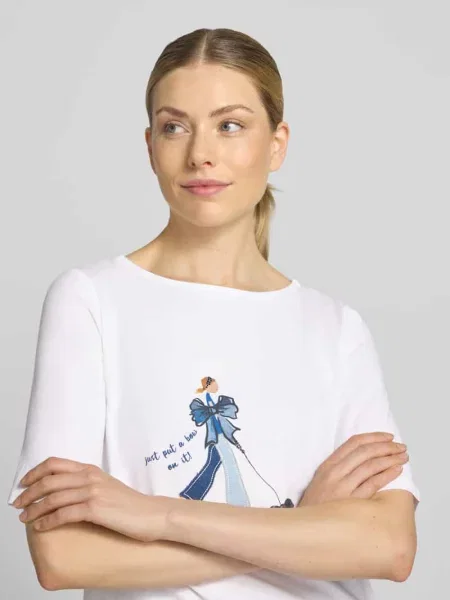 T-shirt z dekoltem w łódkę More & More biała
