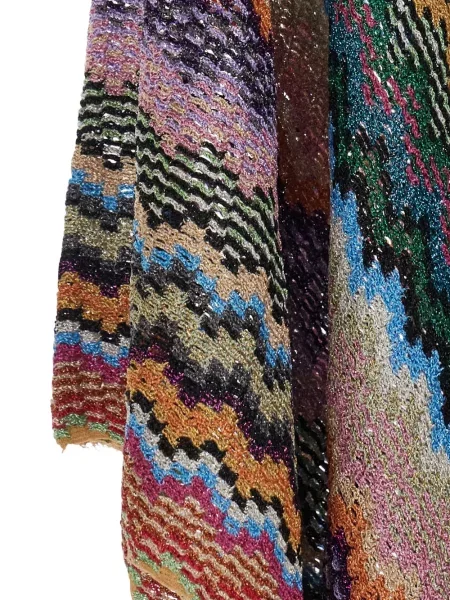 Poncho Missoni cu franjuri albastru