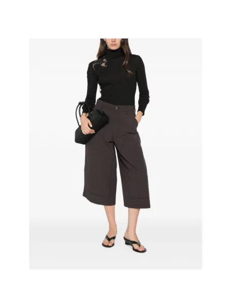 Dzianinowy sweter z golfem Ermanno Scervino w kwiatki do golfa czarny