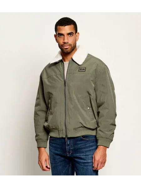 Tommy Jeans Geacă | Relaxed fit | shearling verde