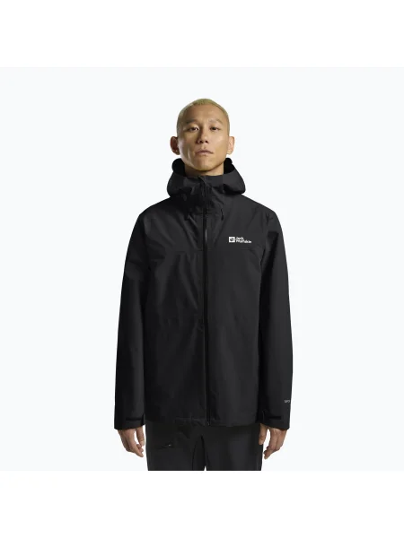 Pánska bunda do dažďa Jack Wolfskin Highest Peak 3L black čierna