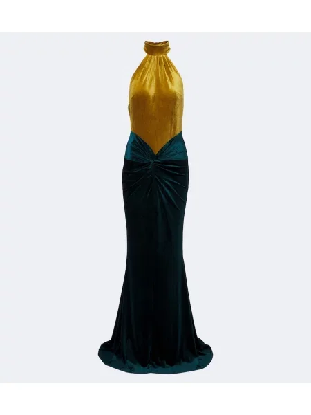 Rochie Retrofete de catifea verde
