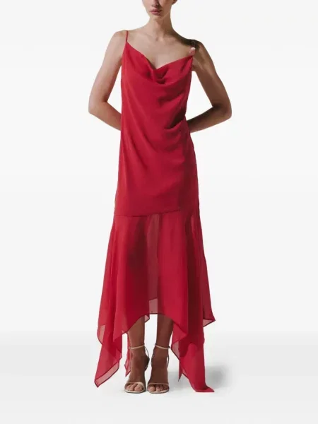 Rochie midi Baobab asimetrică roșu