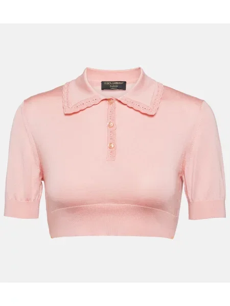 Cropp pantaloni Dolce&gabbana de mătase roz