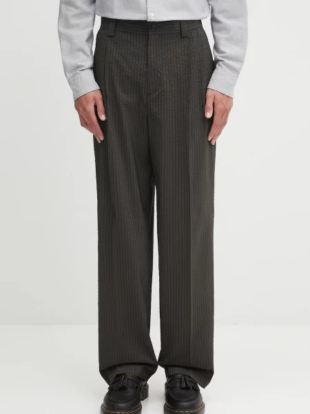 Kalhoty Maison Kitsuné Relaxed Pleated zelená