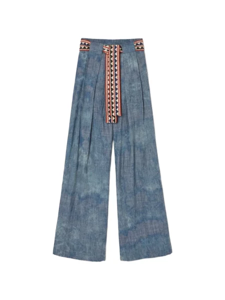 Pantaloni palazzo Momoni cu legături albastru