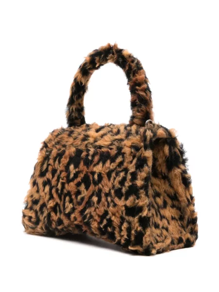 Geantă de mână Balenciaga cu blană maro