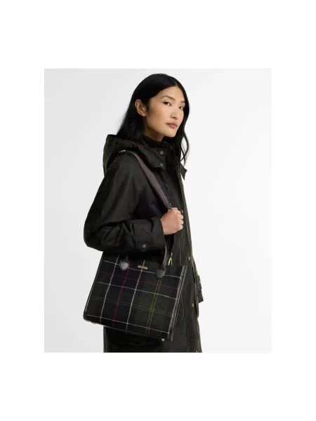 Barbour geantă de mână cu amestec de lână verde
